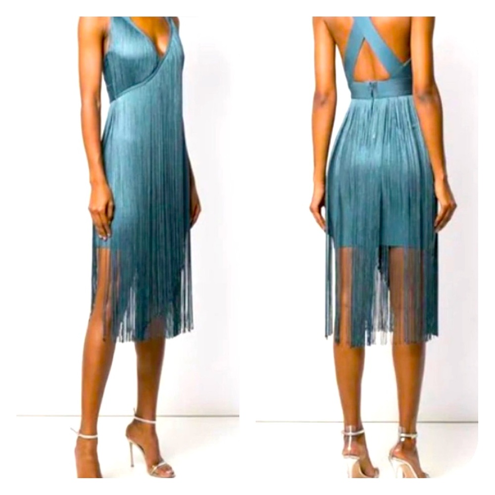 Herve Leger Fringed  Bandage Mini Dress